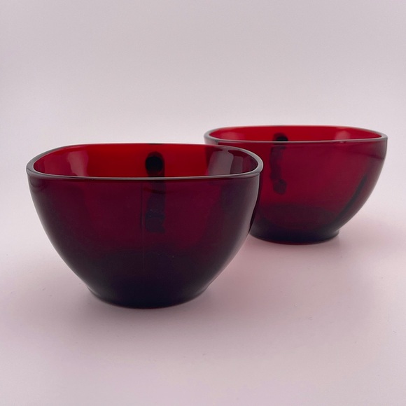 Vintage, Red Square Cups, Charm Ruby Pattern, Set of 2 by Fire King - Picture 2 of 9